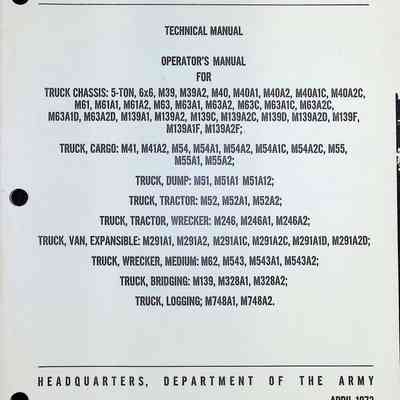Operator's Manual, 5-Ton, M39 Truck