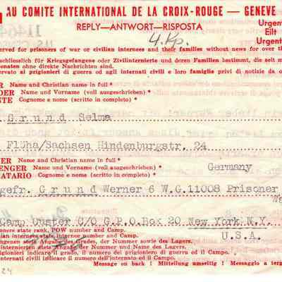 POW Letter, Werner Grund
