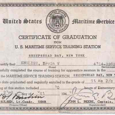 U.S. Maritime Service Certificate of Graduation