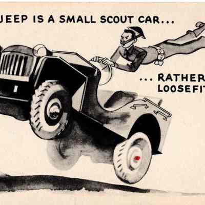 WWII Postcard, Jeep themed
