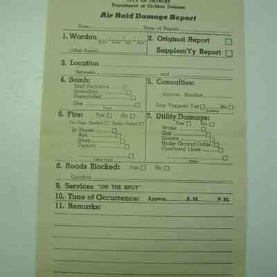 Air Raid damage Report