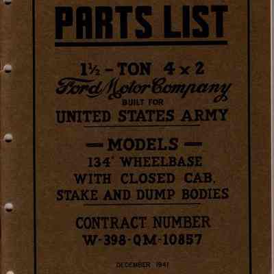 Parts List Ford 1-1/23 Ton 4x2
