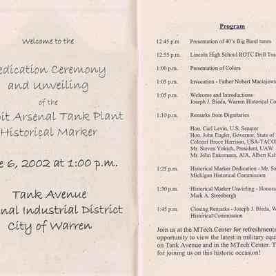 Tank Plant Historic Marker Program