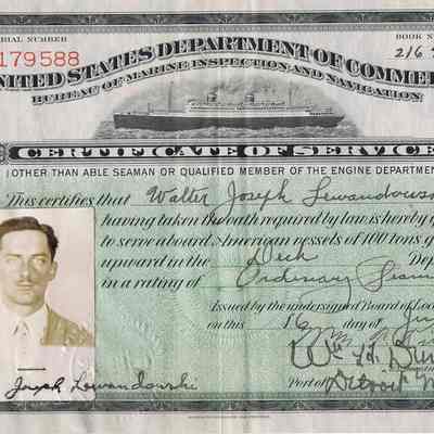 Bureau of Marine Inspection & Navigation Certificate of Service