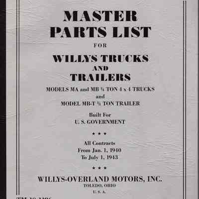 Master Parts List for Willys Trucks and Trailers