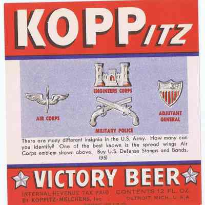 Koppitz Victory Beer Label #95