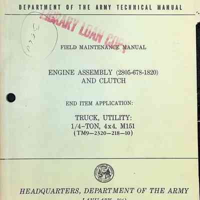 1/4-Ton Truck, Eng & Clutch, Field Maint