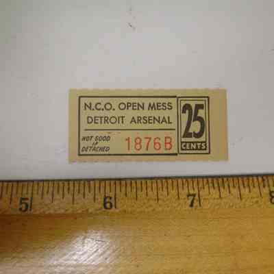 Detroit Arsenal NCO Open Mess Chit