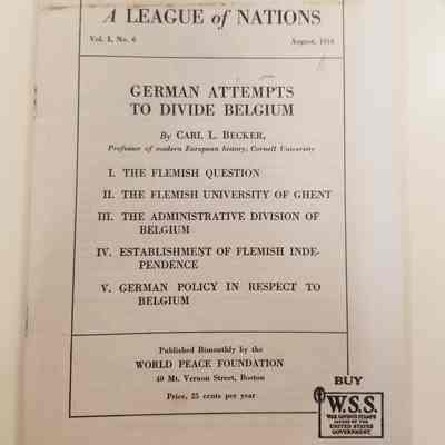 A League of Nations, Volume I, No. 6 German Attempts to Divide Belgium