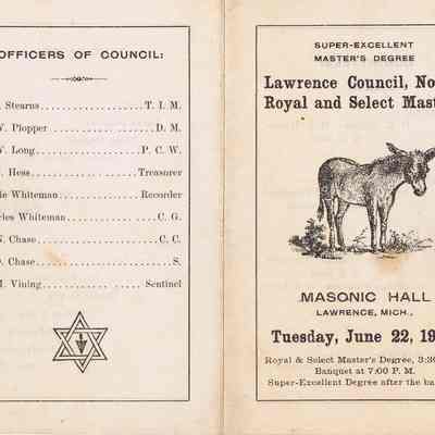 Masonic banquet card