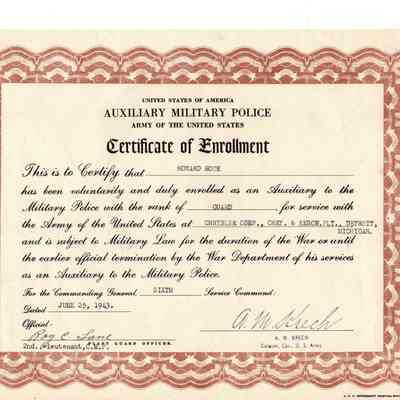 Auxiliary Military Police Certificae