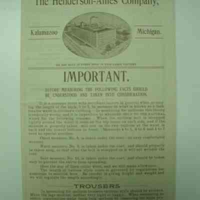 1923 Hederson & Ames Order Form