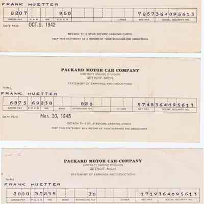 Packard Aircraft Engine Pay Stub
