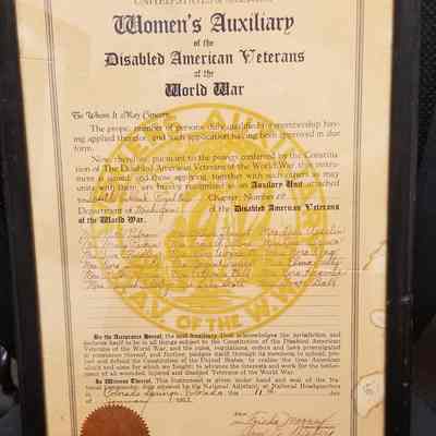Women's Auxiliary of the DAV WWI Certificate