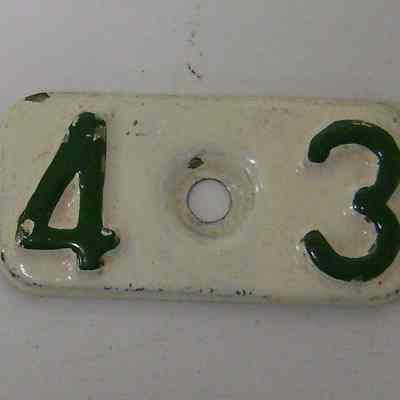 1943 Michigan Car License Plate Tab