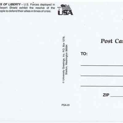 Desert Shield Postcard: Rear - Address side