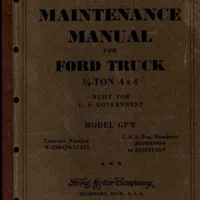 Maintenance Manual, Ford 1/4-Ton 4x4