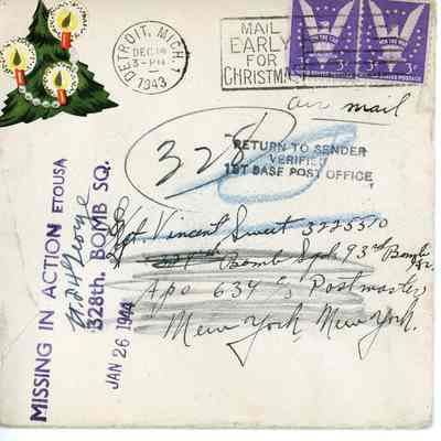 Envelope, 328th Bomb Sq MIA/KIA