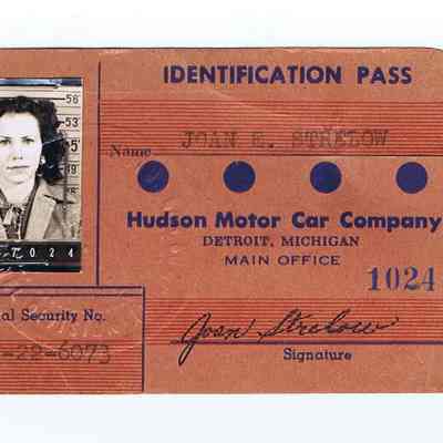 Hudson Motor Co Badge, Joan Strelow