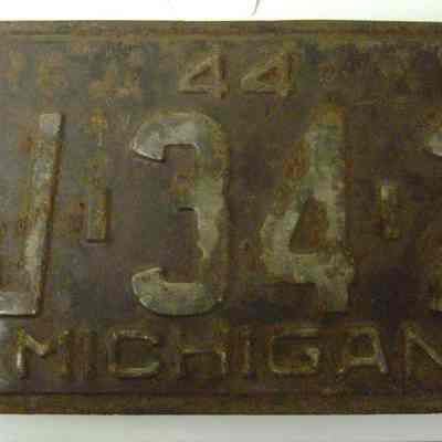 1944 Michigan Car License Plate