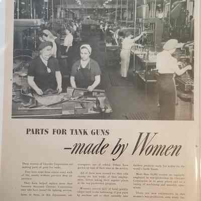 Parts for Tank Guns - Made by Women. Chrysler Ad
