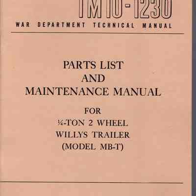 Parts List Maintenance Manual Willys