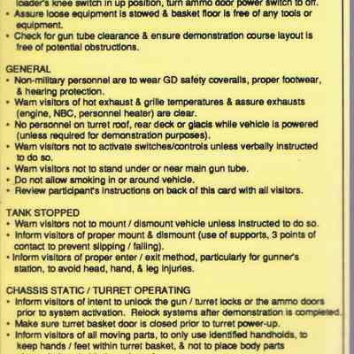 Safety Guidelines forTank Demonstration