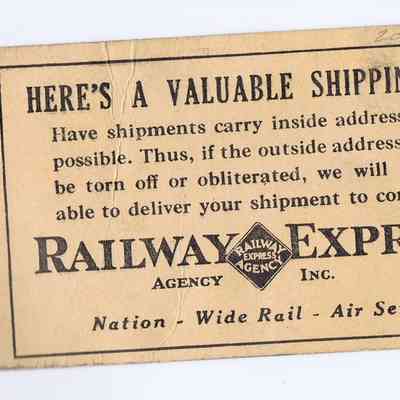 Shipping Tag - Railway Express Agency: Rear