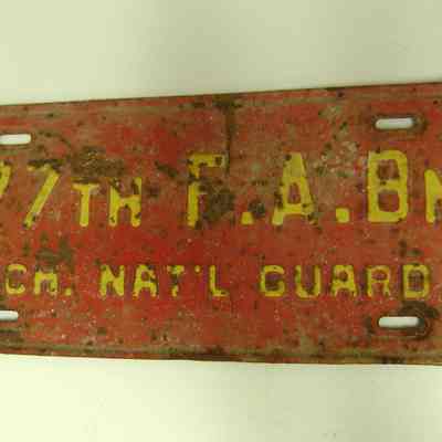 177th Field Artillery Battalion License plate