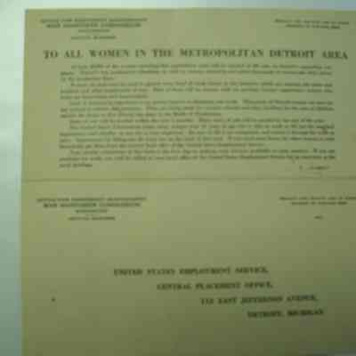 Detroit Women War Worker registration