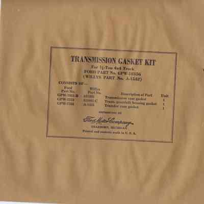Ford GPW NOS Transmission Gasket Set