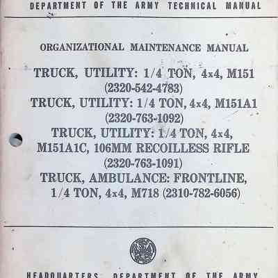 1/4-Ton Truck, Utility, Org Main Manual