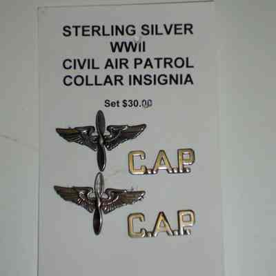 WWII CAP Sterling Collar Insignia set
