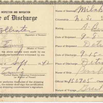 Merchant Marine Certificate of Discharge