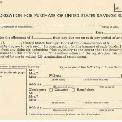 Authorization to Purchase Savings Bonds