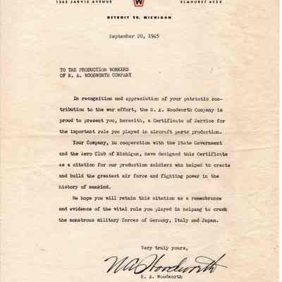 N.A.Woodworth Letter