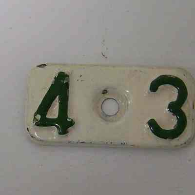 1943 Michigan Car License Plate Tab