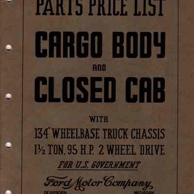 Parts List Ford 1-1/2 ton 2-wheel drive