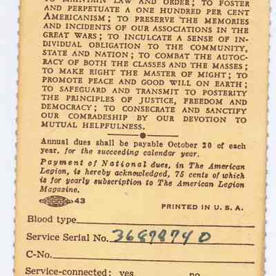 American Legion ID: Rear