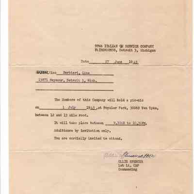 Italian Service Unit Picnic Invite