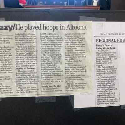 Fuzzy Thurston’s Funeral at Lambeau Field Newspaper Article