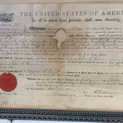 Land Certificate - Dated October 1st, 1874