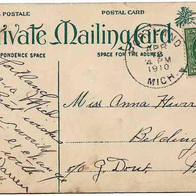 Author's Personal Collection: Postcard message dated April 12, 1910