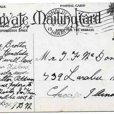 Author's Personal Collection: Postmarked July 20, 1908