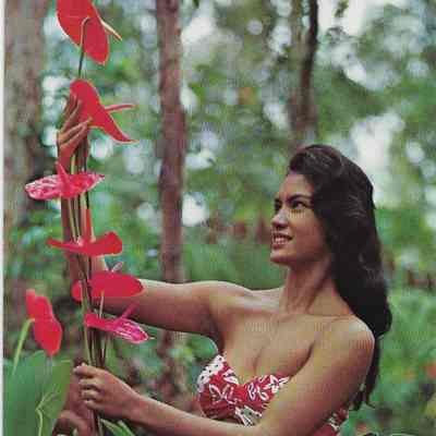 Hawaiian girl with antheriums
