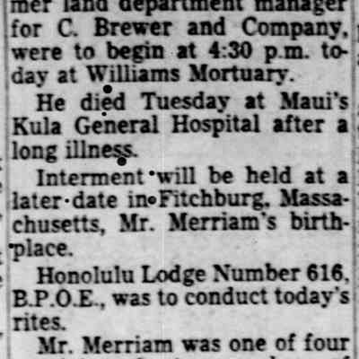 For reference only: Men of Hawaii Volume IV Revised, Published by THE HONOLULU STAR-BULLETIN, LTD. Territory of Hawaii 1930