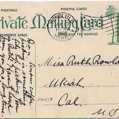 Author's Personal Collection: Honolulu postmarked Sept 17 1909