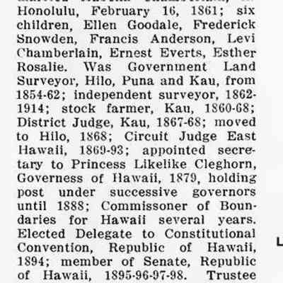 For reference only: Credit - Men of Hawaii Volume 1 1917, Honolulu Star-Bulletin, Limited