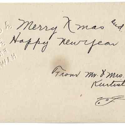 Author's Personal Collection: Inscribed "Merry Xmas and a Happy New Year From Mr. & Mrs. Sabe Kurtistown, Hawaii"