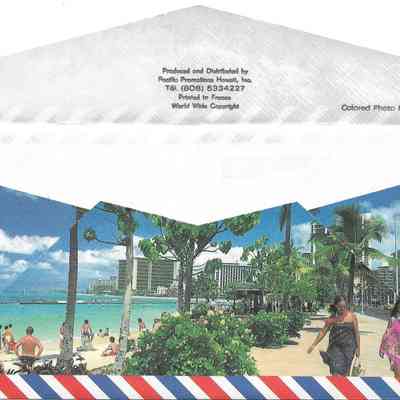 Author's Personal Collection: "Produced and Distributed by Pacific Productions Hawaii, Inc.  Printed in France" Colored Photo By A. Sylvain.